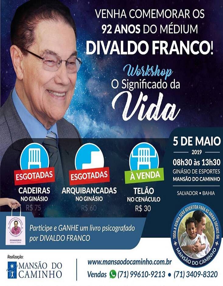 Workshop 'O Significado da Vida' em Salvador com Divaldo Franco